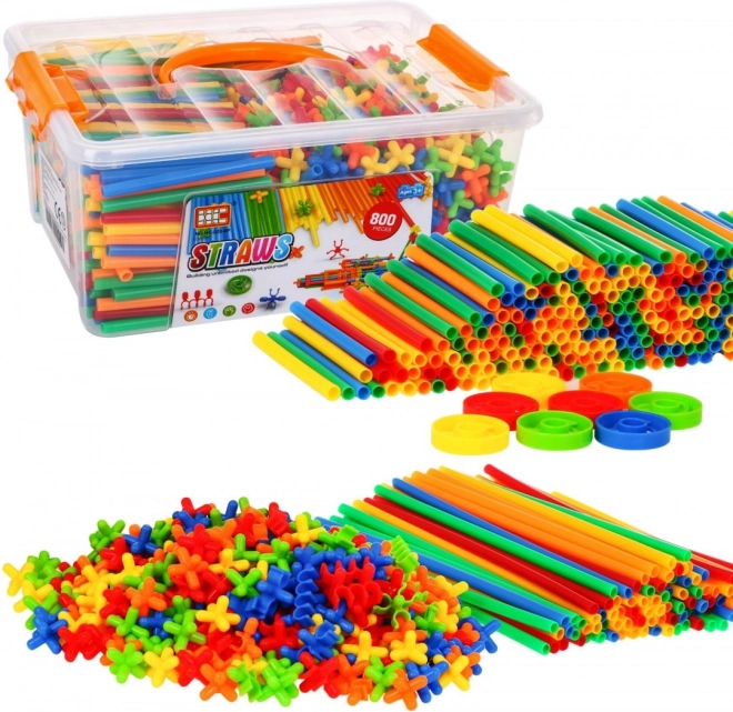 Bunte Konstruktionssets  3D-Modelle + Koffer + Verbinder – 800 Teile