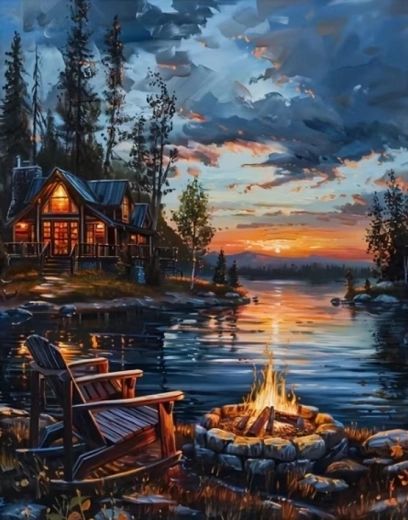 Norimpex Diamond Painting Lagerfeuer am See 30 × 40 cm