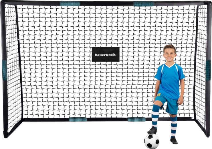 Metall-Fußballtor Bauerkraft mit Netz 300 × 200 × 120 cm schwarz-blau