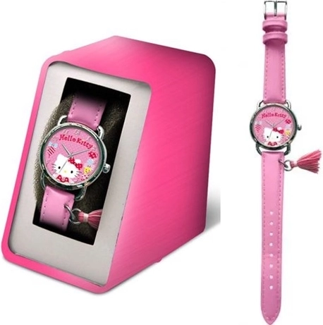 Hello-Kitty-Armbanduhr mit rosa Armband und Anhänger