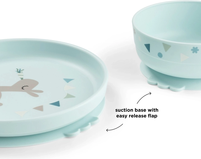 Done by Deer Essgeschirr-Set Foodie mit Saugnapf Celebration blau