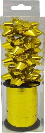 Set aus Geschenk-Schleifen, metallic Gold, 2 Stk (Breite 6 mm)