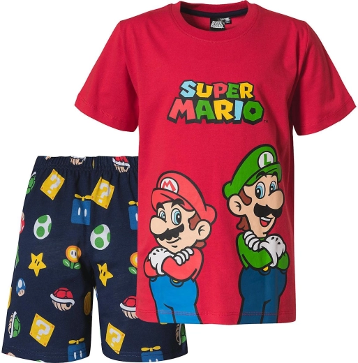 Kinderpyjama Super Mario rot-dunkelblau