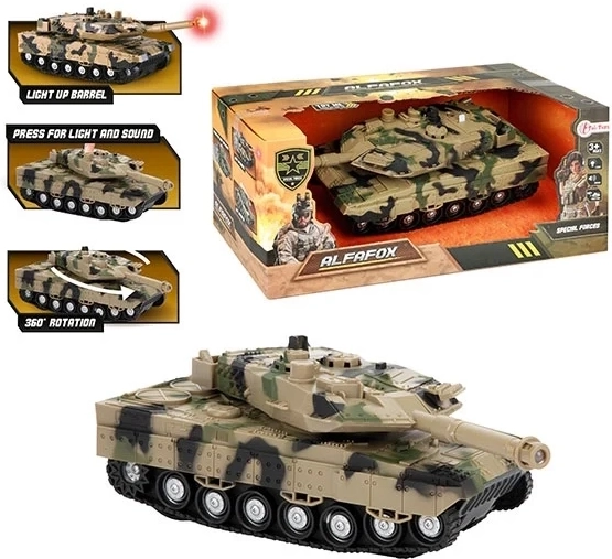 Toi Toys Alfafox Militärpanzer mit Friktionsantrieb mit Lichtern und Geräuschen - 1 Stück