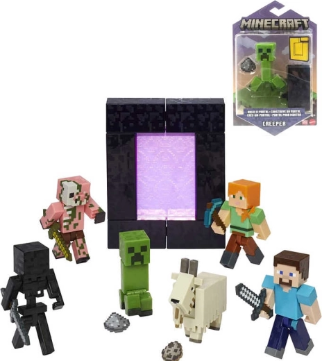 Mattel Minecraft Gelenkfigur Build-A-Portal 8 cm mit Zubehör (verschiedene Varianten) - 1 Stück