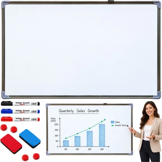 Magnetische trocken abwischbare Tafel mit Zubehör 90 × 60 cm