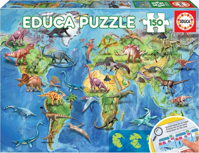 Puzzle Weltkarte mit Dinosauriern EDUCA 150 Teile