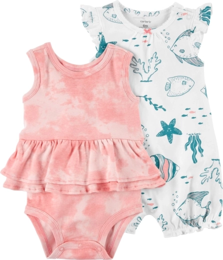 Carter's 2-teiliges Baby-Set – ärmelloser Body und Sommer-Strampler Ivory Ocean (Mädchen)