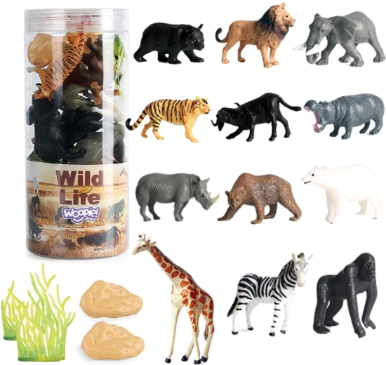 Set mit Wildtierfiguren Woopie 16-teilig