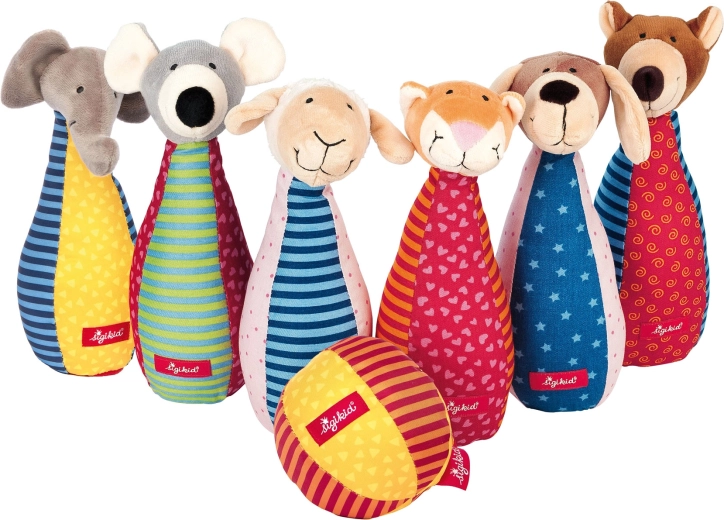 Weiche Bowlingkegel für Kinder Sigikid – Patchwork-Set mit Tiermotiven