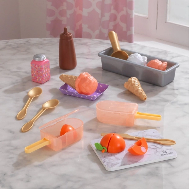 KidKraft Create & Cook Pfirsich-Eis am Stiel – Kinderset für Eis (20 Teile)