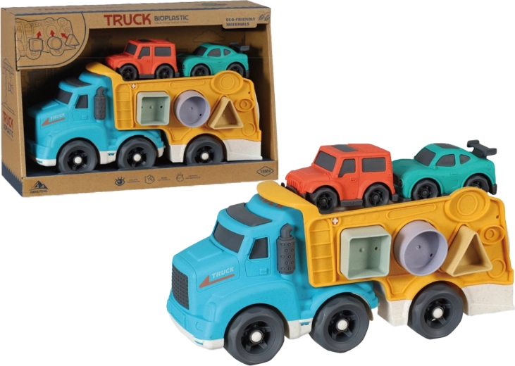 Bioplastik-Transport-LKW mit Autos und Steckspiel 29 cm