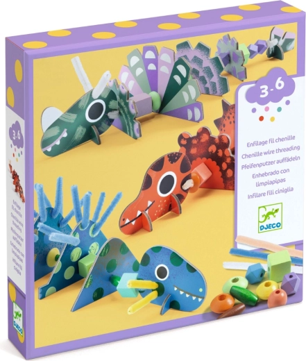 DJECO Kreativset zum Auffädeln – Dinosaurier