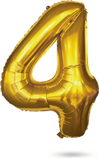 Geburtstags-Folienballon Zahl 4, gold, 80 cm