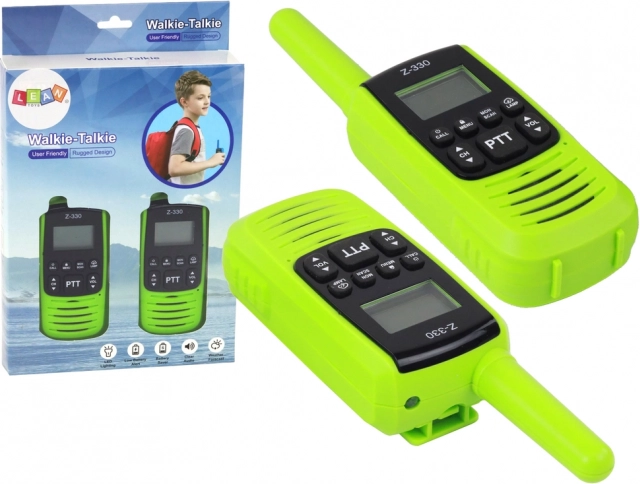 Kompaktes grünes Walkie-Talkie mit einer Reichweite von 3 km für die Kommunikation unterwegs