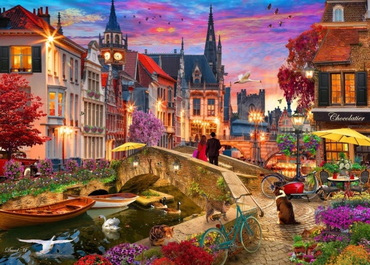 Puzzle Abend am Wasserkanal 1000 Teile