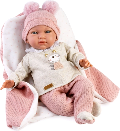 Guca Nerea realistische gewichtete Babypuppe mit Geräuschen und weichem Stoffkörper, 42 cm