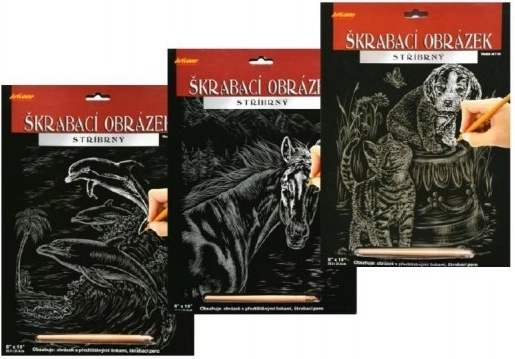 Kratzbild mit Motiv Pferd - Silber 20x25 cm