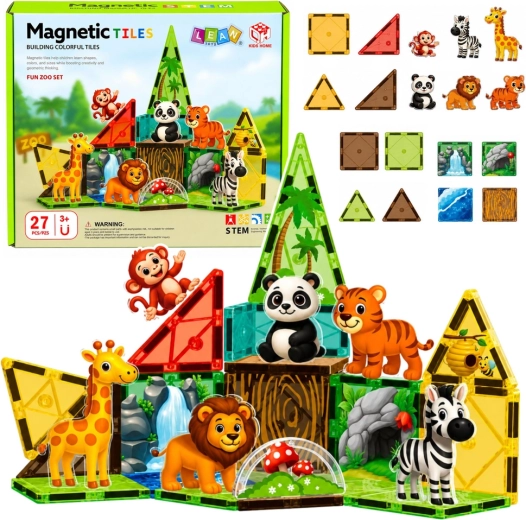 Magnetische Bausteine Zoo – wilde Dschungeltiere (27 Teile)