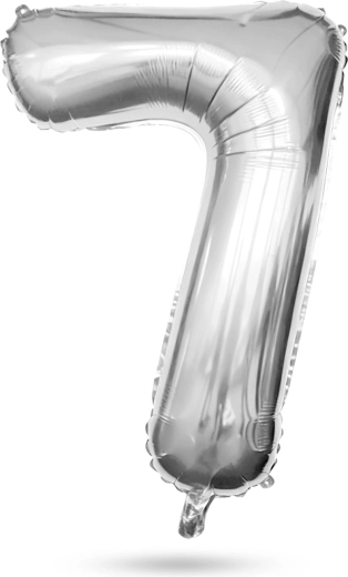 Silberner Folienballon Zahl 7, 40 Zoll
