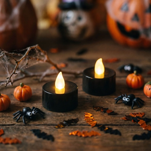 Halloween LED-Teelichter, schwarz, 2 Stück