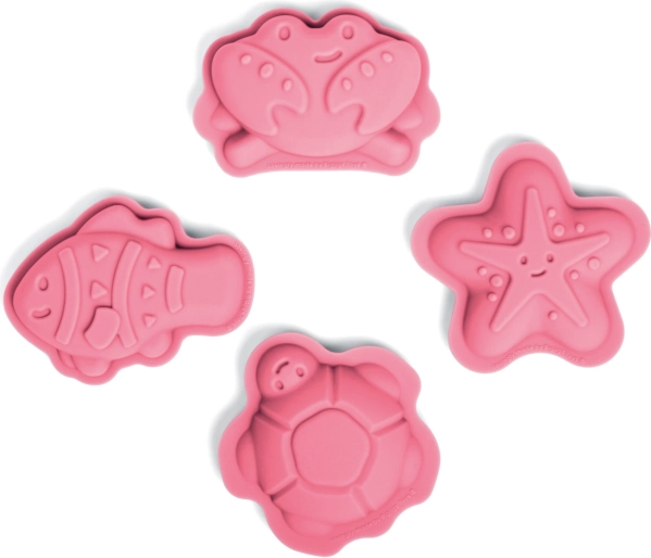 Bigjigs Toys Silikon-Sandförmchen – rosa Meeresformen
