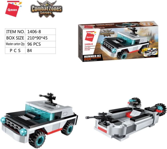 Qman Aircraft Carrier Auto Hummer H3 2-in-1 Bausatz (84 Teile)