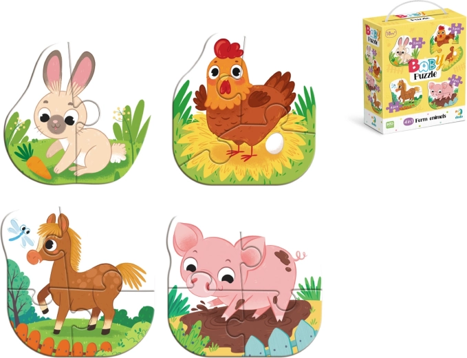 Kinderpuzzle Bauernhoftiere – 4 Bilder, 13 Teile