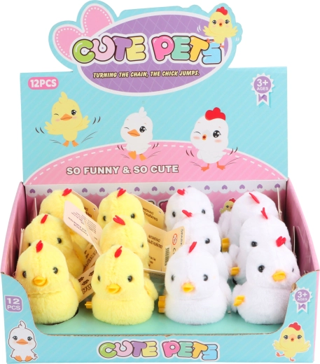 Aufziehendes hüpfendes Küken mit rotem Kamm