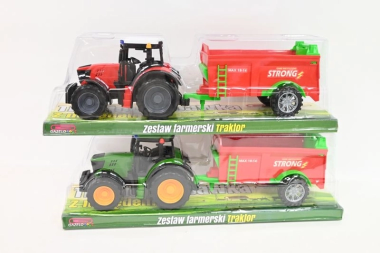 Traktor mit landwirtschaftlichem Anbaugerät – Set
