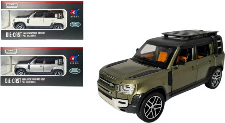 Metallmodell Land Rover Defender 1:24 mit Licht und Sound