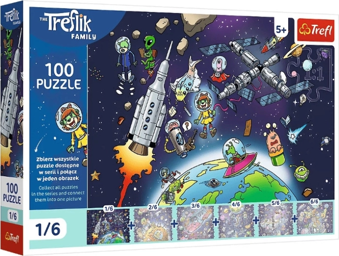 Trefl Puzzle 100 Teile – Treflinka im Weltraum