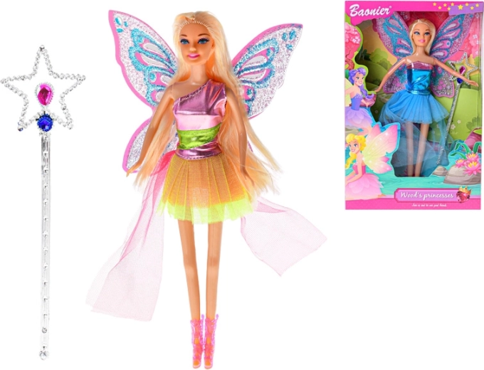 Fee-Puppe mit Flügeln und Zauberstab, beweglich 29 cm