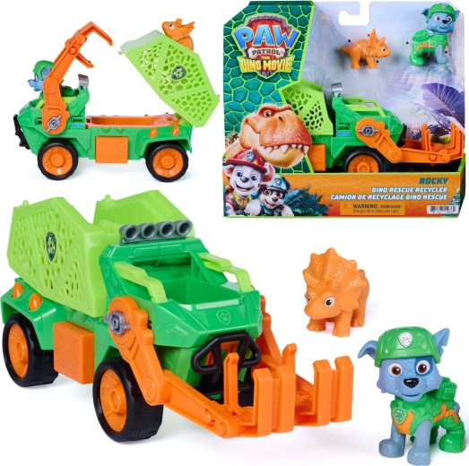 Spin Master Paw Patrol Dino Rescue Rockys Recycling-Fahrzeug mit Figuren 23 cm