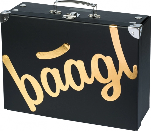 Klappbarer Schulkoffer Gold mit Metallbeschlägen von Baagl