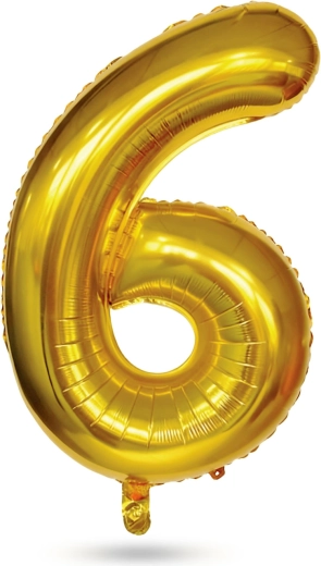 Geburtstagsfolienballon Zahl 6, gold, 40 Zoll