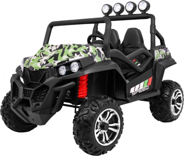 Kinder Geländewagen Grand Buggy 4x4 mit Tarnung, LED-Beleuchtung und MP3-Radio