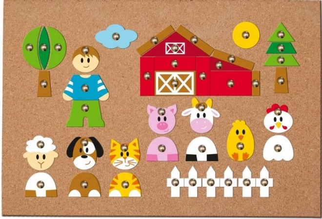 Korknagelspiel Dorf-Tiere
