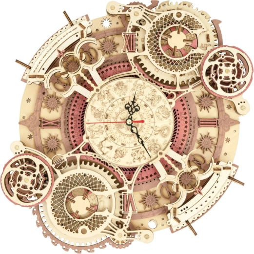 3D Holzmechanisches Puzzle Uhr mit Kalender