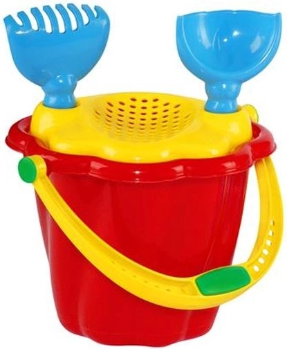 Mini-Kindersandset mit Sieb – Eimer, Schaufel und Rechen