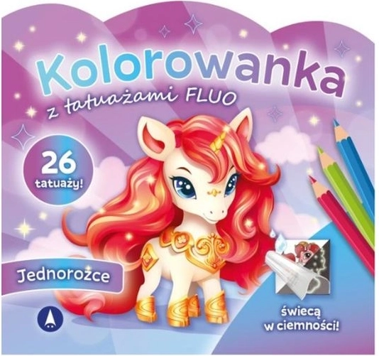 Fluo-Malbuch mit Einhorn-Tattoos