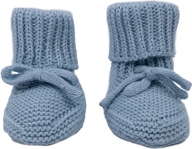 Lodger gestrickte Babyschuhe Blue fogg 0–6 Monate