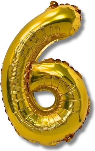 Folienballon Zahl 6 gold 40 cm