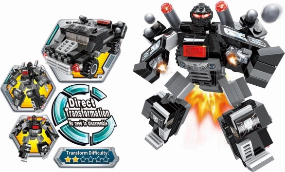 Qman Baukasten Blast Ranger – Lichtwächter, verwandelbarer Roboter und Auto