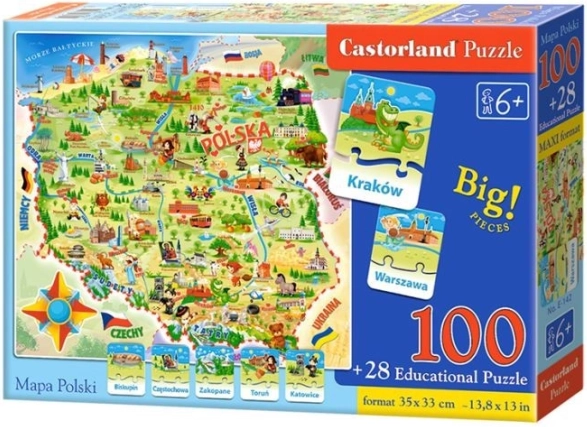 Castorland Mapa Polska 100 Teile und Quiz Puzzle