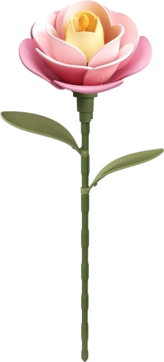 Robotime Rokr 3D Blume Rosa Kamelie – Bausatz ohne Klebstoff, 37 Teile