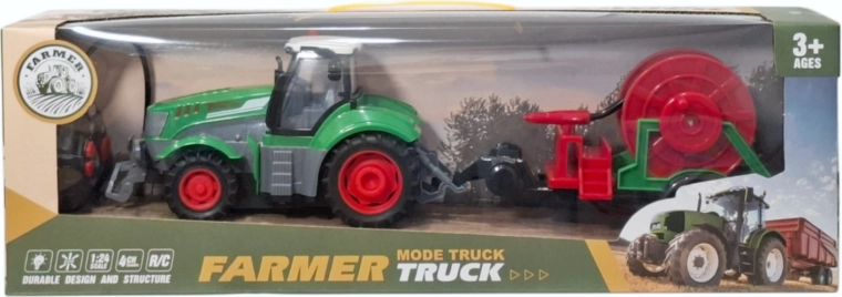 Ferngesteuerter Traktor mit Anhänger und Schlauchaufroller, mit Licht und Ladegerät