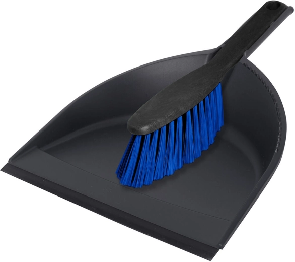 Handfeger und Kehrschaufel mit Gummilippe AZUR, Farb-Mix