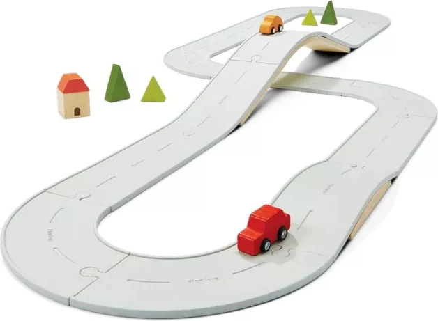 PlanToys beidseitiges Straßen- und Schienen-Set