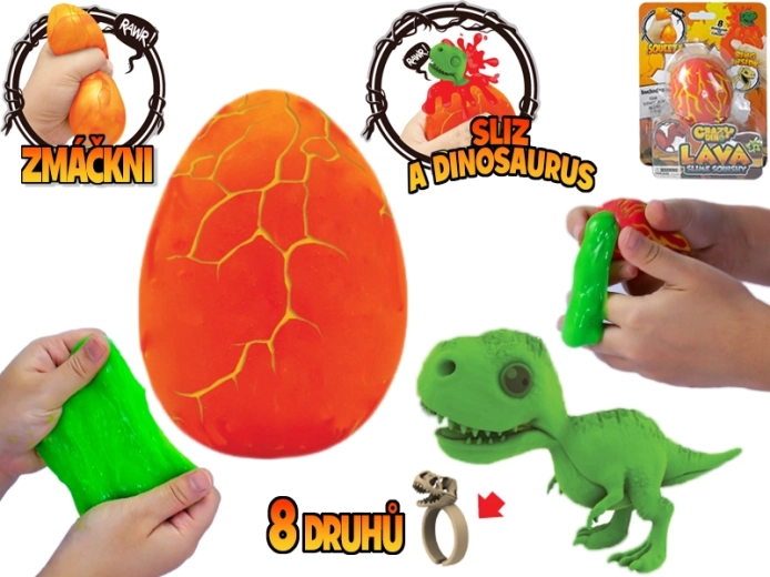 Crazy Dino Ei mit Slime, Dino-Figur und Ring